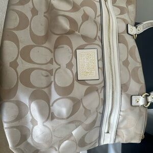 Coach Tan and Cream Signature Tote Bag